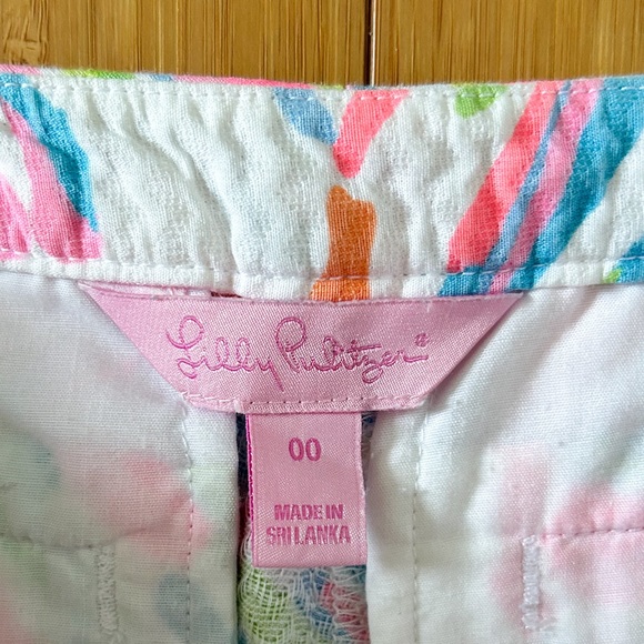 Lilly Pulitzer Adie Shellabrate Sea Shells Textured Pink White Blue Shorts 00 - Picture 5 of 8